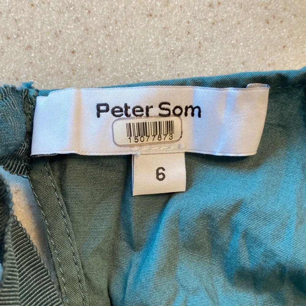 Peter Som Dark Green-Blue Mini Dress Puff Sleeves Women Size 6 - Picture 8 of 15